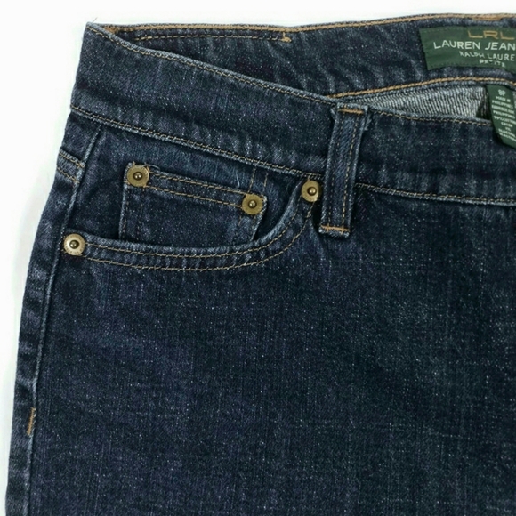 Vintage Lauren Ralph Lauren Dark Blue Wash Classic Bootcut Denim Jeans Womens 8P - Picture 8 of 14